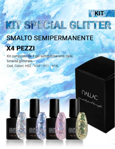 Kit Smalto Gel Special Glitter 4 pezzi